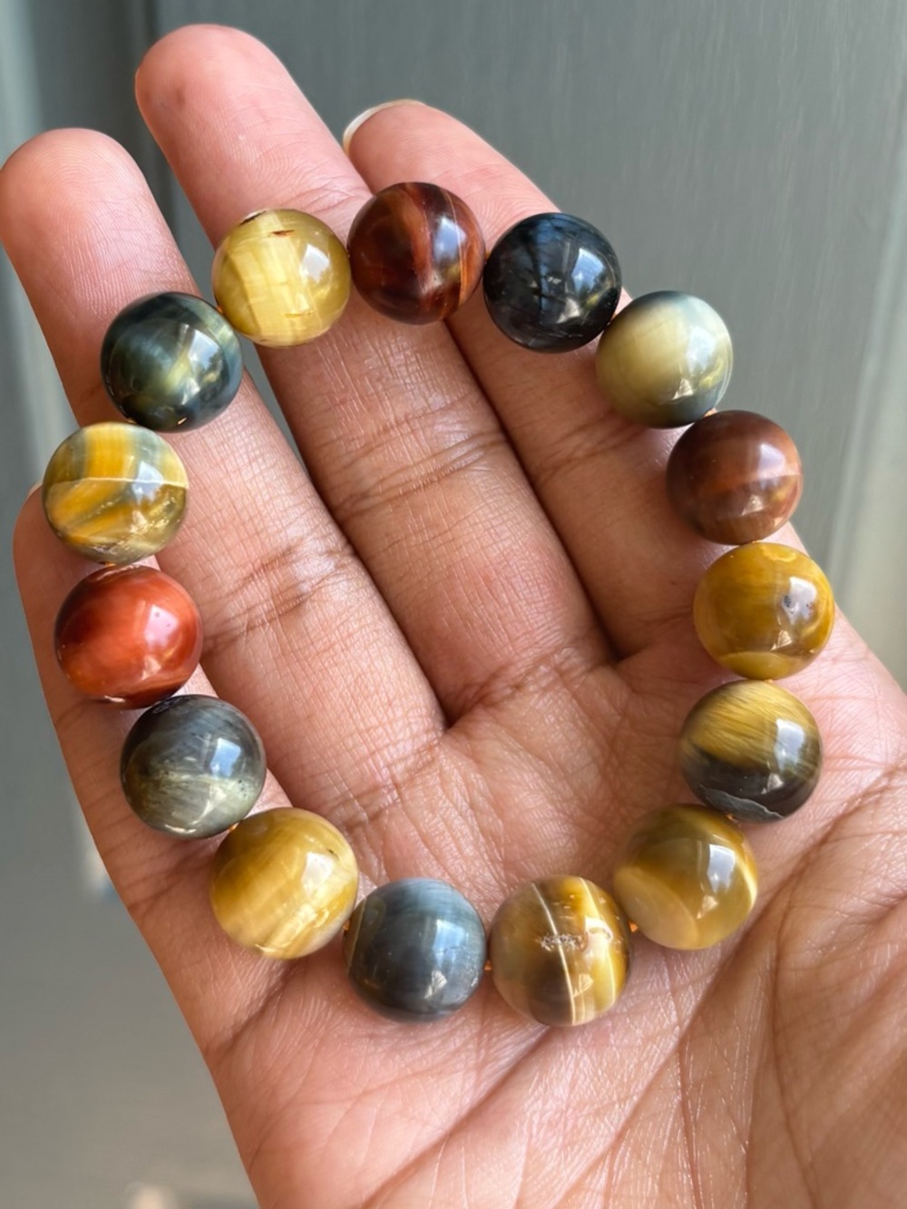 Golden Rainbow Tiger’s Eye Crystal Bracelet 14mm